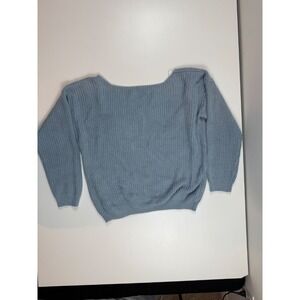 Nasty‎ Gal Collection Knit Sweater Open Back Pullover Long Sleeve Blue XL